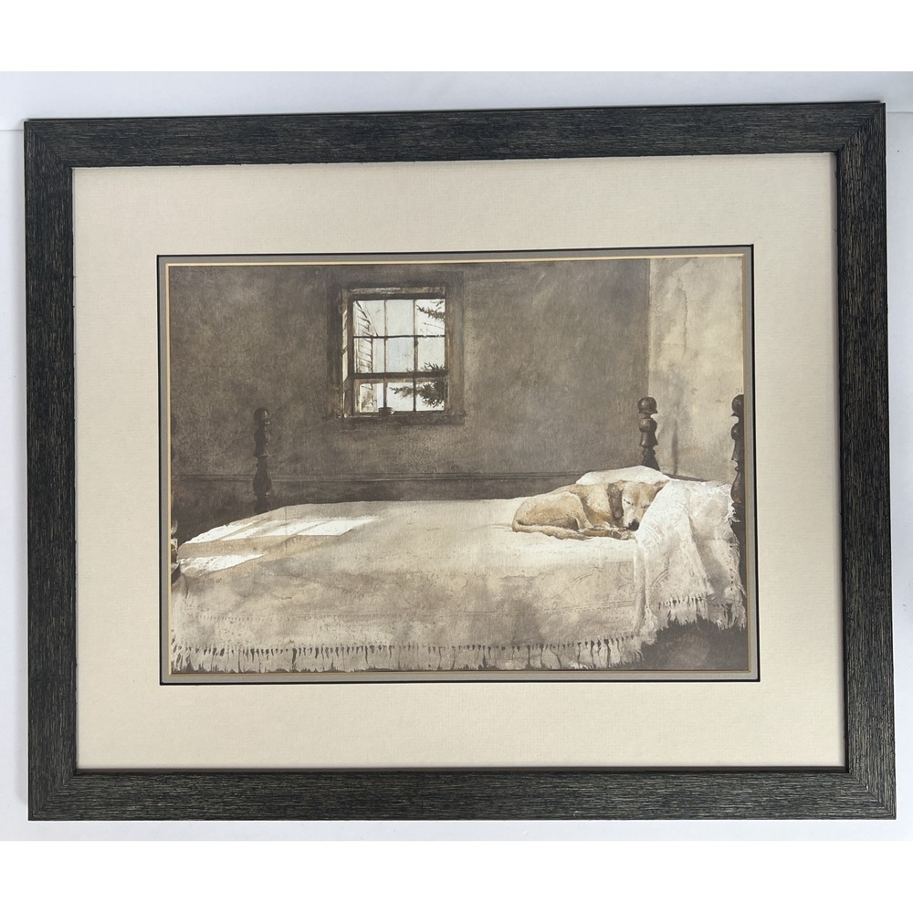VTG Andrew Wyeth Master Bedroom 1985 Framed 22"x18" Matted Print Americana Art - Picture 3 of 16